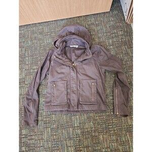 Athleta Women's Taupe Brown Hooded Utility Jacket Size Small